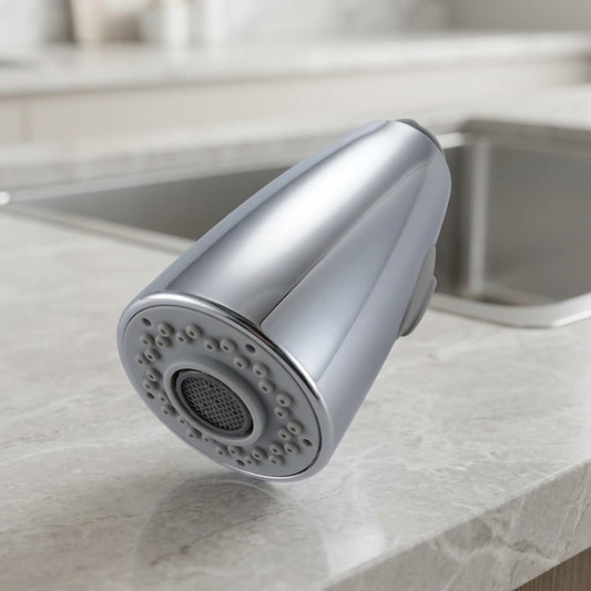Lagomel pull-down replacement spray head in chrome, set in a Modern kitchen