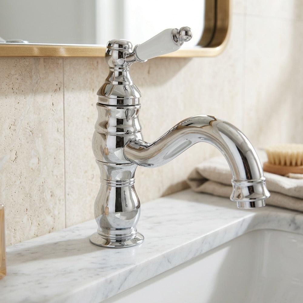 Lagomel single-hole bathroom faucet, set in a Traditional/Classic bathroom