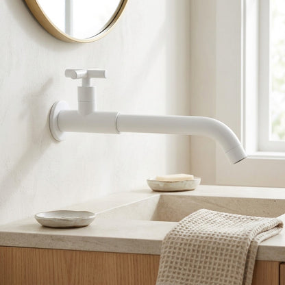 Lagomel single-handle wall-mount bathroom faucet, set in a Modern/Contemporary bathroom