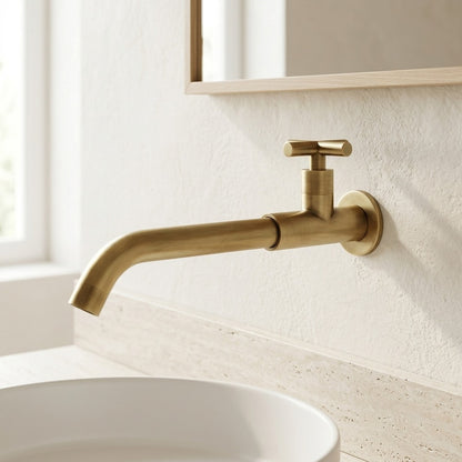 Lagomel single-handle wall-mount bathroom faucet, set in a Modern/Contemporary bathroom