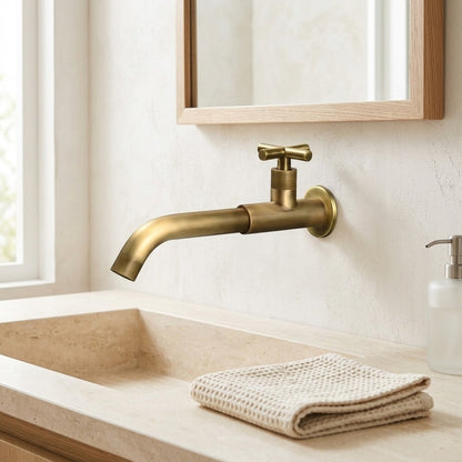 Lagomel single-handle wall-mount bathroom faucet, set in a Modern/Contemporary bathroom