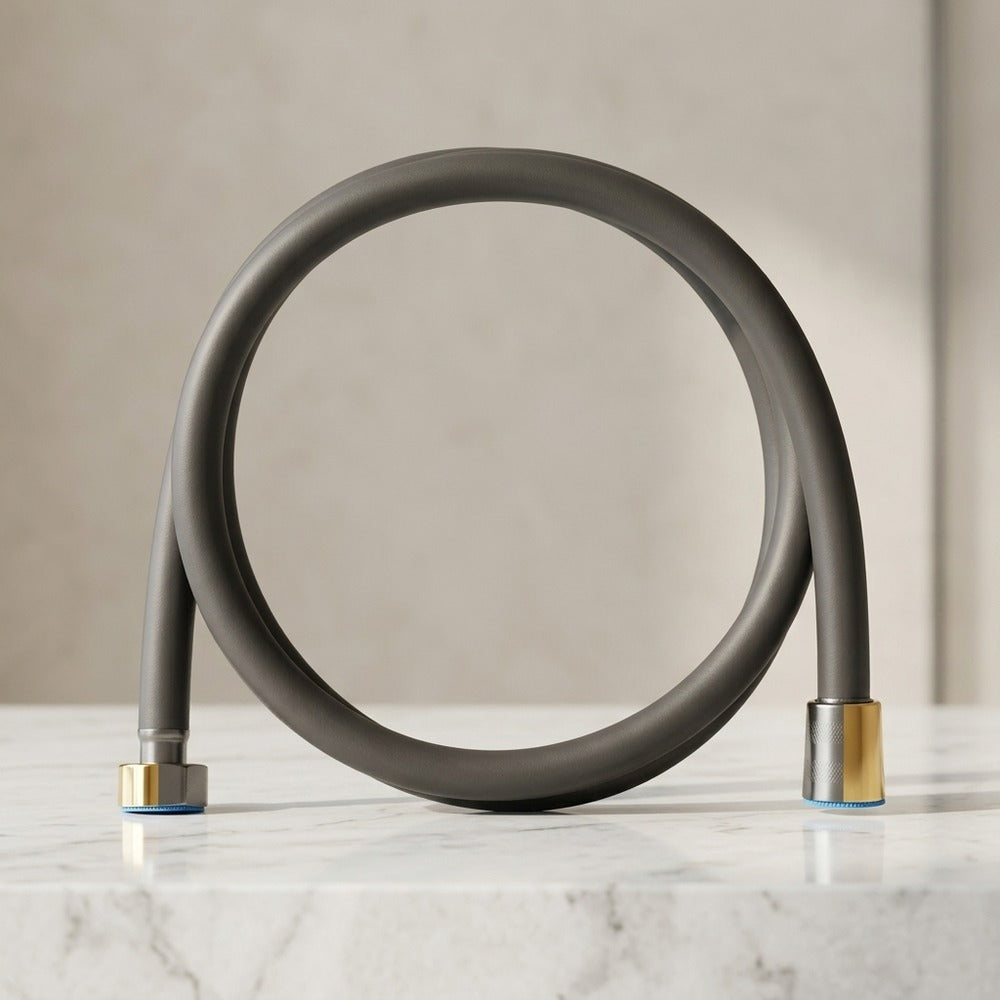 Lagomel shower hose, set in a Contemporary bathroom