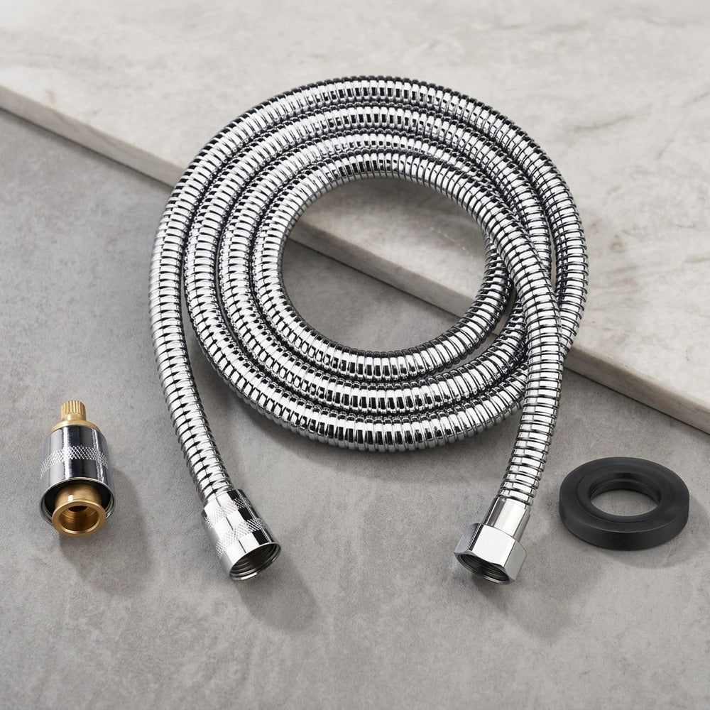 Lagomel shower hose, set in a Contemporary bathroom