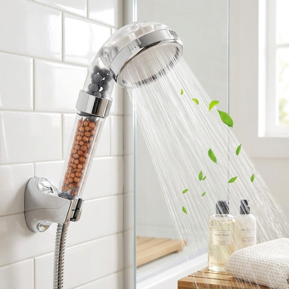 Lagomel hand shower in chrome, set in a Contemporary bathroom