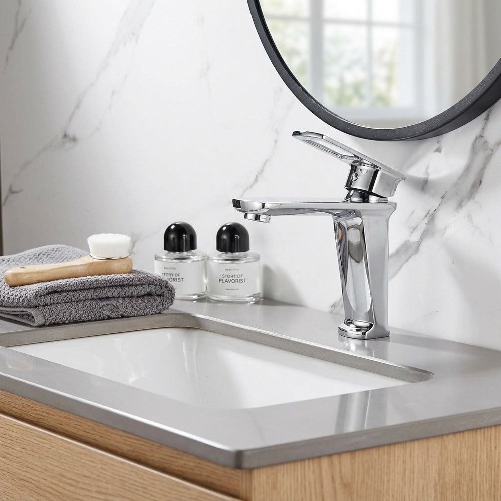 Lagomel single-hole bathroom faucet, set in a Traditional/Classic bathroom