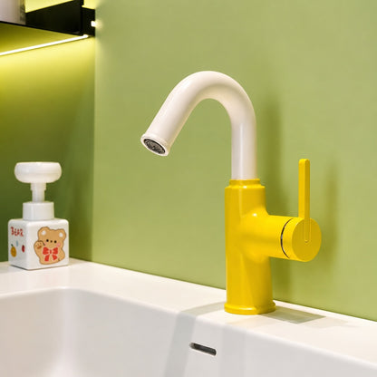 Modern High-Arc Bathroom Faucet, Single-Handle Single-Hole Faucet, Multi- / Green / White / Yellow / Pink / Gray / Silver