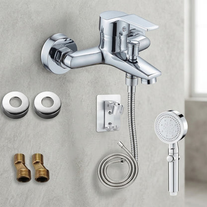 Lagomel single-handle wall-mount tub filler, set in a Modern/Contemporary/Minimalist bathroom