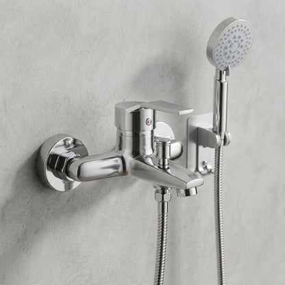 Lagomel single-handle wall-mount tub filler, set in a Modern/Contemporary/Minimalist bathroom