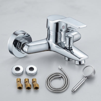 Lagomel single-handle wall-mount tub filler, set in a Modern/Contemporary/Minimalist bathroom