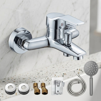Lagomel single-handle wall-mount tub filler, set in a Modern/Contemporary/Minimalist bathroom