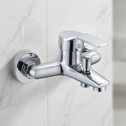 Lagomel single-handle wall-mount tub filler, set in a Modern/Contemporary/Minimalist bathroom