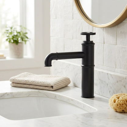 Lagomel single-hole vessel sink faucet, set in a Vintage/Retro/Traditional/Classic bathroom