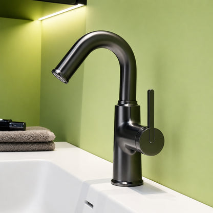 Modern High-Arc Bathroom Faucet, Single-Handle Single-Hole Faucet, Multi- / Green / White / Yellow / Pink / Gray / Silver