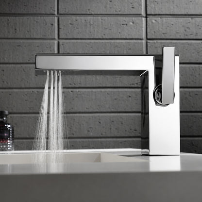 Waterfall Single-Hole Bathroom Faucet, Modern Single-Handle Stainless Steel Faucet, Matte White / Brushed Gold / Chrome / Brushed Chrome