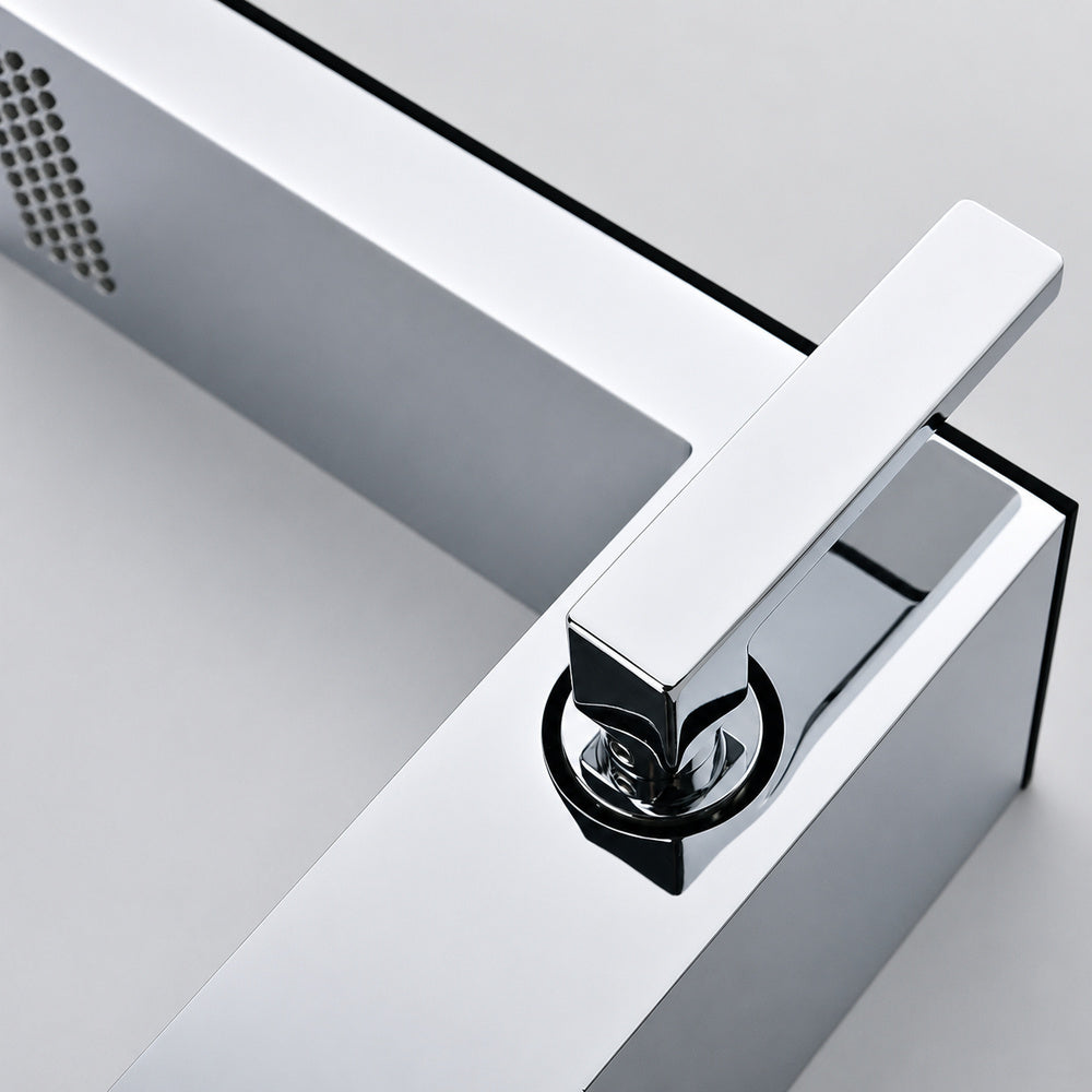 Waterfall Single-Hole Bathroom Faucet, Modern Single-Handle Stainless Steel Faucet, Matte White / Brushed Gold / Chrome / Brushed Chrome