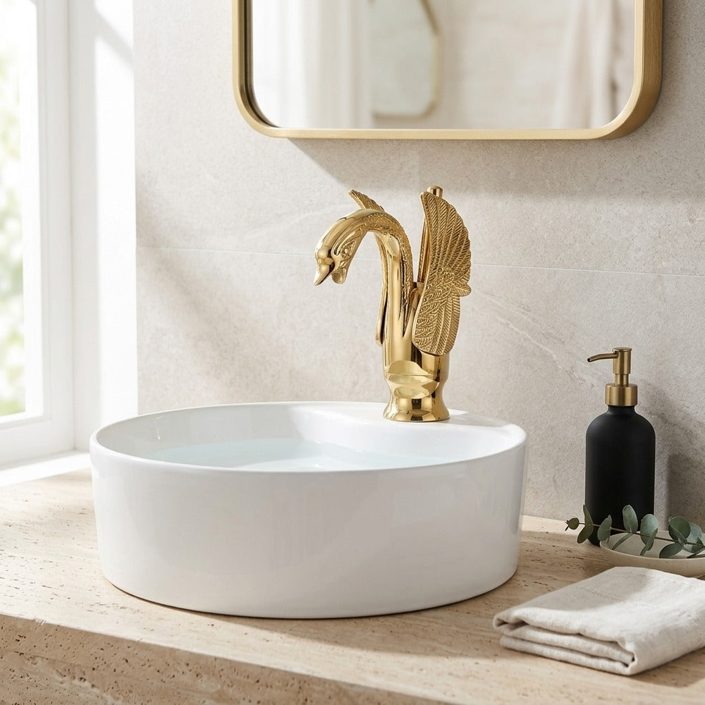 Lagomel single-hole bathroom faucet, set in a Traditional/Classic bathroom