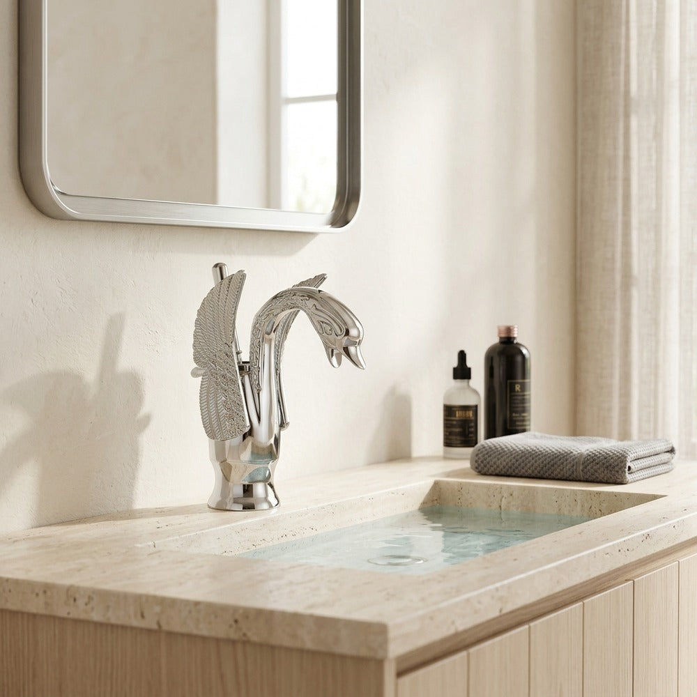 Lagomel single-hole bathroom faucet, set in a Traditional/Classic bathroom