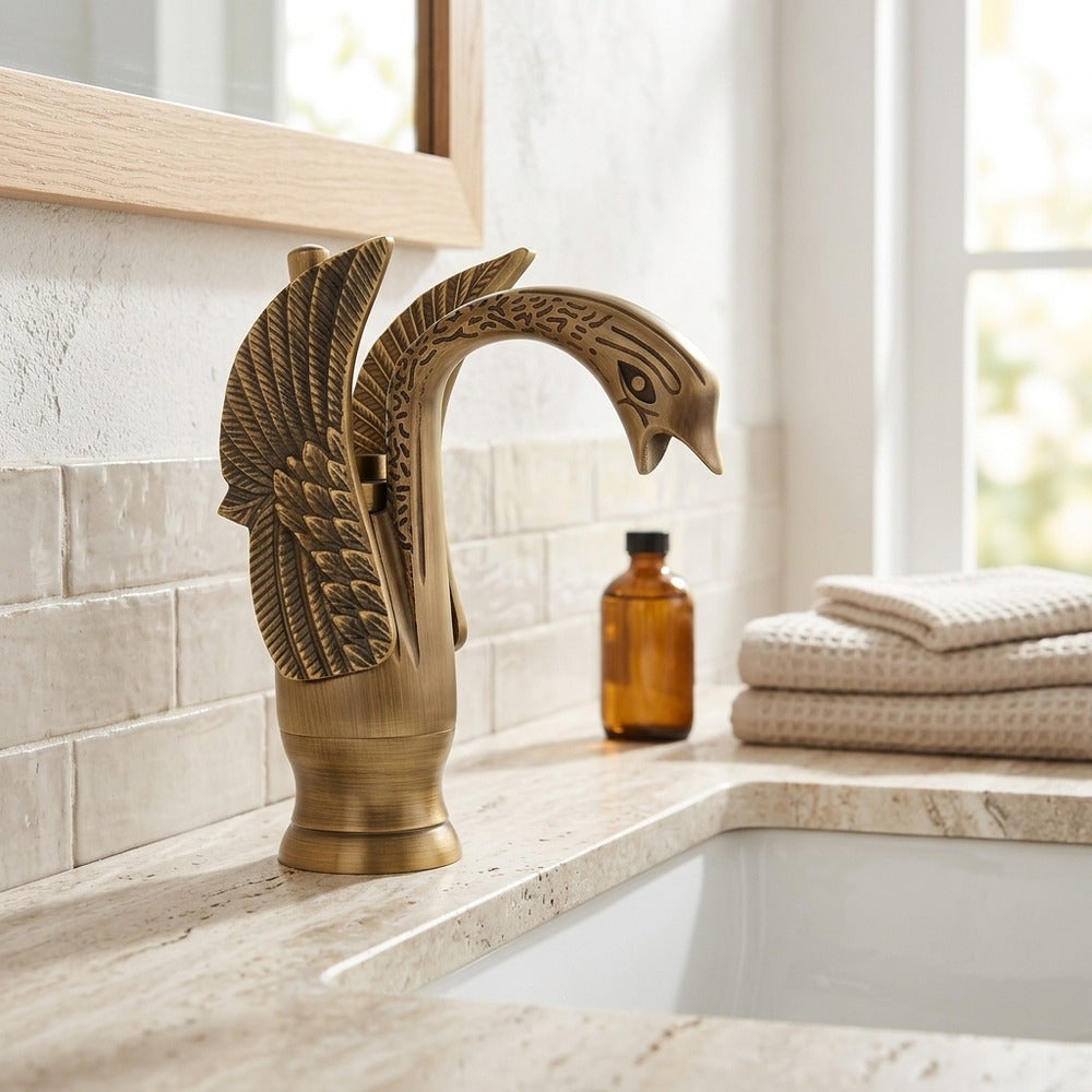 Lagomel single-hole bathroom faucet, set in a Traditional/Classic bathroom
