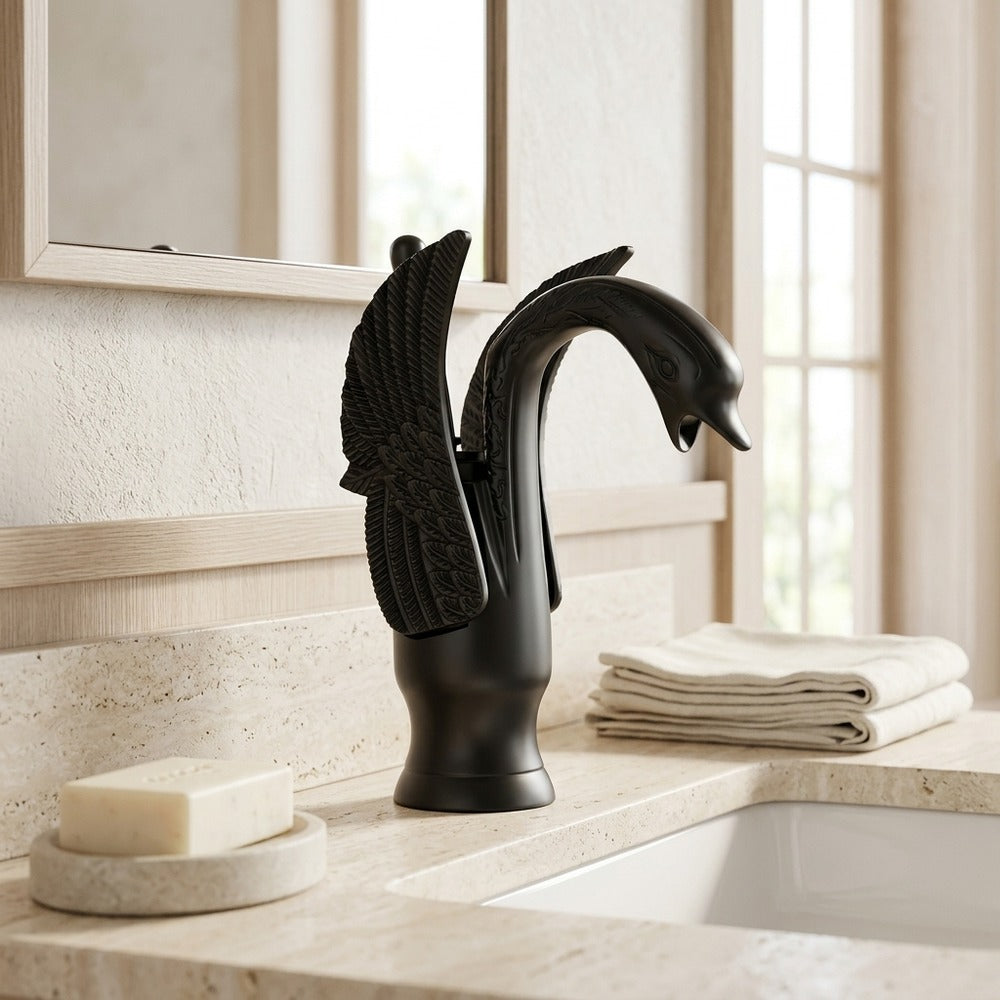 Lagomel single-hole bathroom faucet, set in a Traditional/Classic bathroom