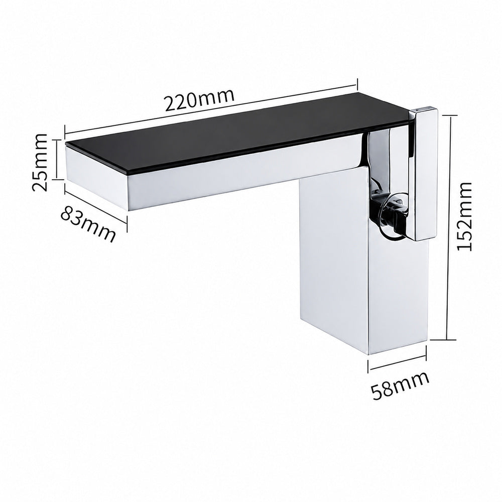 Waterfall Single-Hole Bathroom Faucet, Modern Single-Handle Stainless Steel Faucet, Matte White / Brushed Gold / Chrome / Brushed Chrome