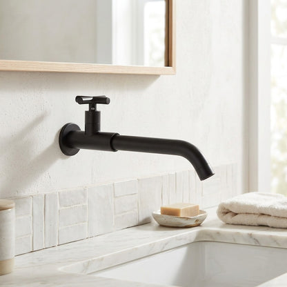 Lagomel single-hole wall-mount bathroom faucet, set in a Traditional/Classic bathroom
