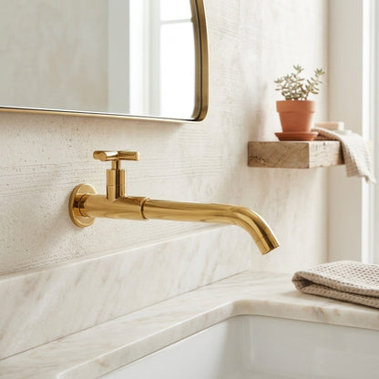 Lagomel single-hole wall-mount bathroom faucet, set in a Traditional/Classic bathroom