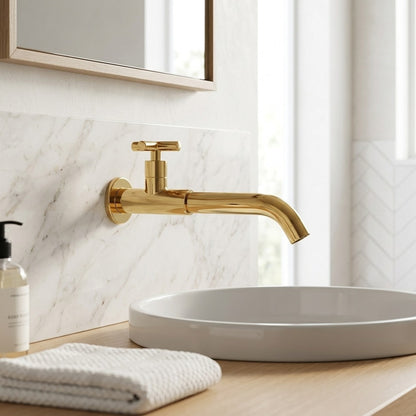 Lagomel single-handle wall-mount bathroom faucet, set in a Modern/Contemporary bathroom