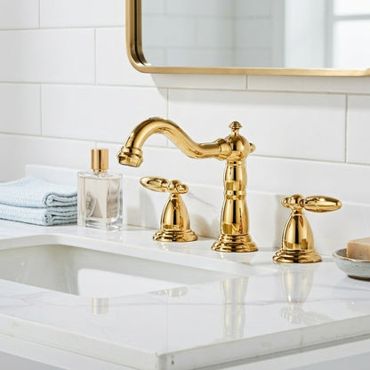 Lagomel widespread bathroom faucet, set in a Modern/Contemporary bathroom