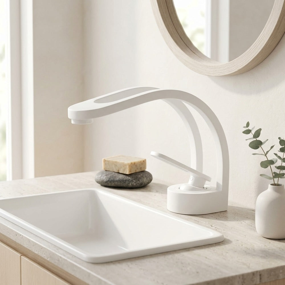 Lagomel single-hole bathroom faucet, set in a Traditional/Classic bathroom