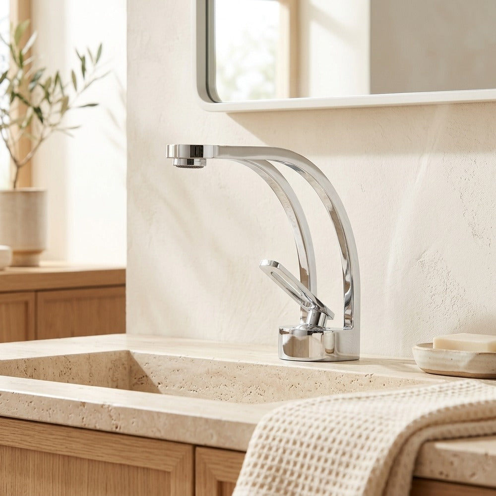 Lagomel single-hole bathroom faucet, set in a Traditional/Classic bathroom