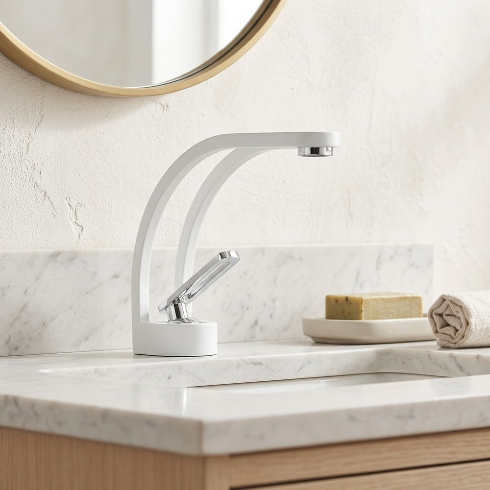 Lagomel single-hole bathroom faucet, set in a Traditional/Classic bathroom