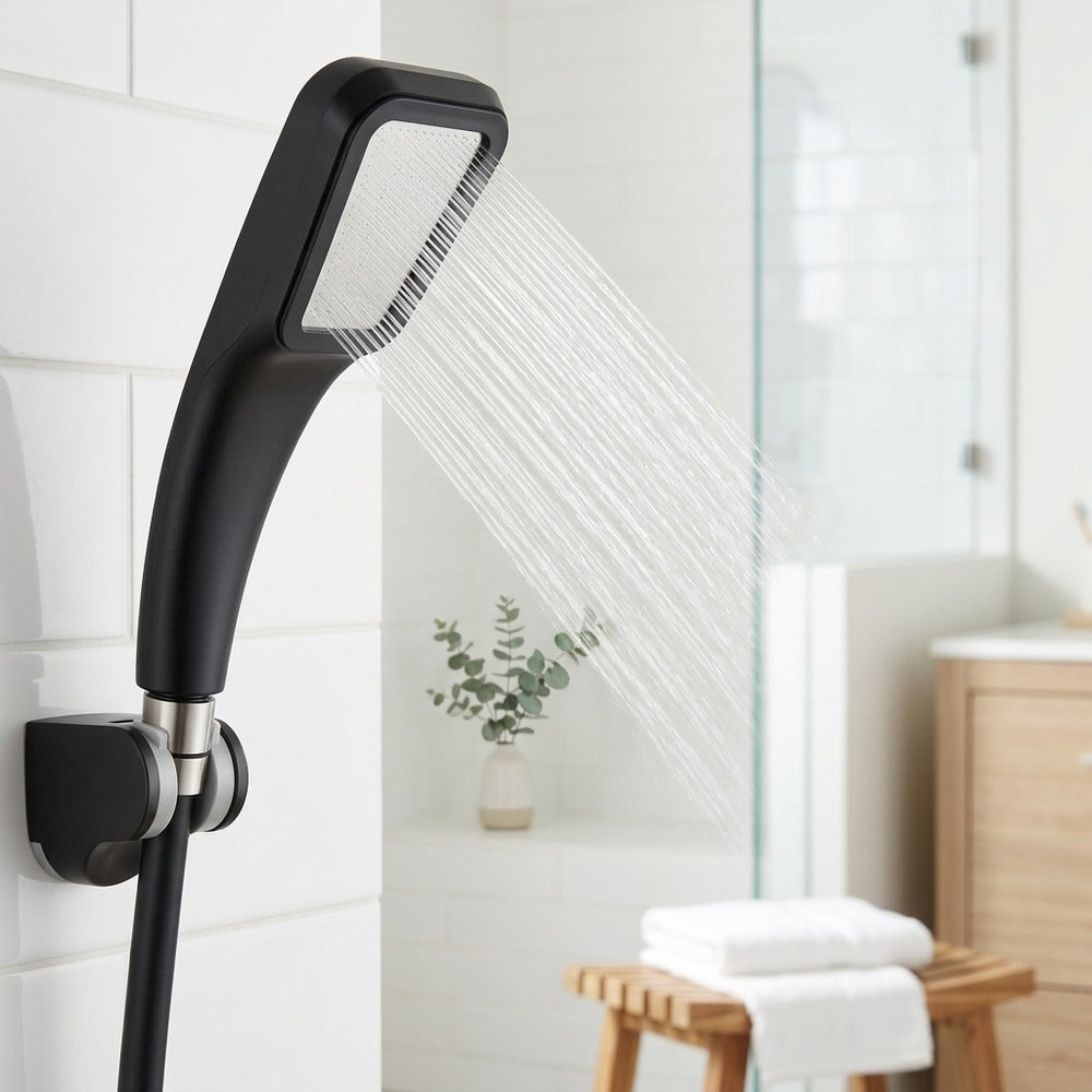 Lagomel hand shower, set in a Contemporary bathroom