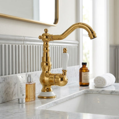 Lagomel single-hole bathroom faucet, set in a Traditional/Classic bathroom
