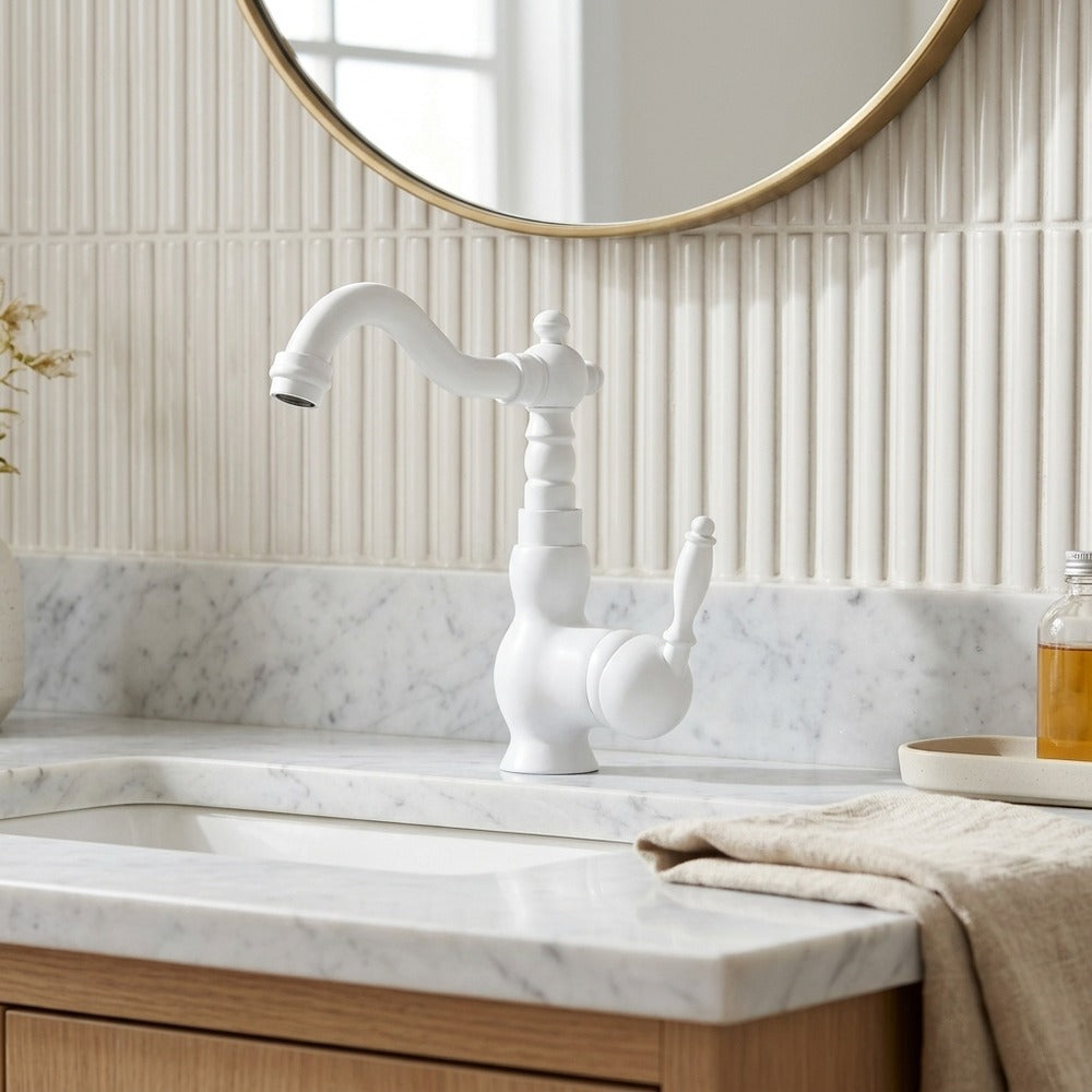 Lagomel single-hole bathroom faucet, set in a Traditional/Classic bathroom