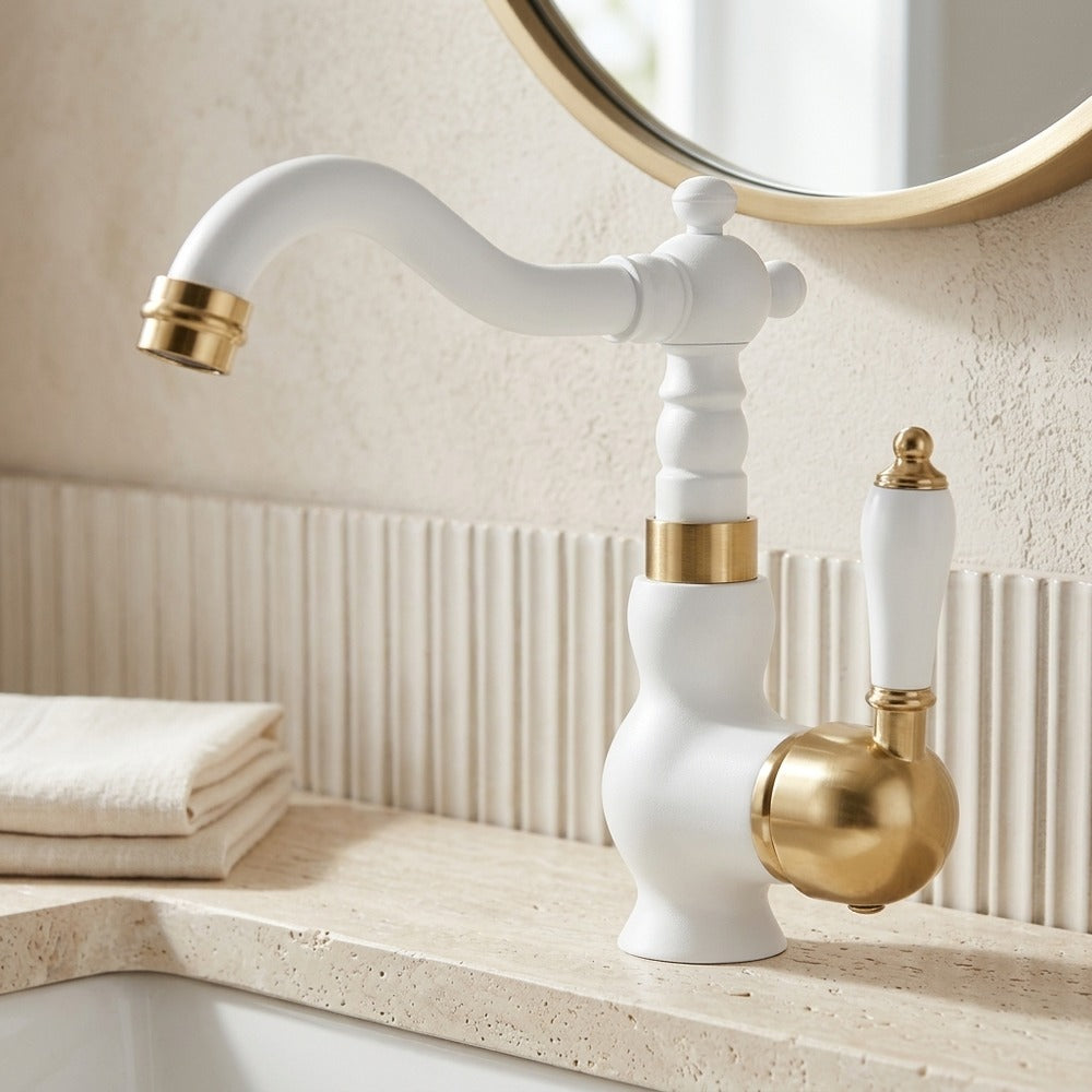 Lagomel single-hole bathroom faucet, set in a Traditional/Classic bathroom