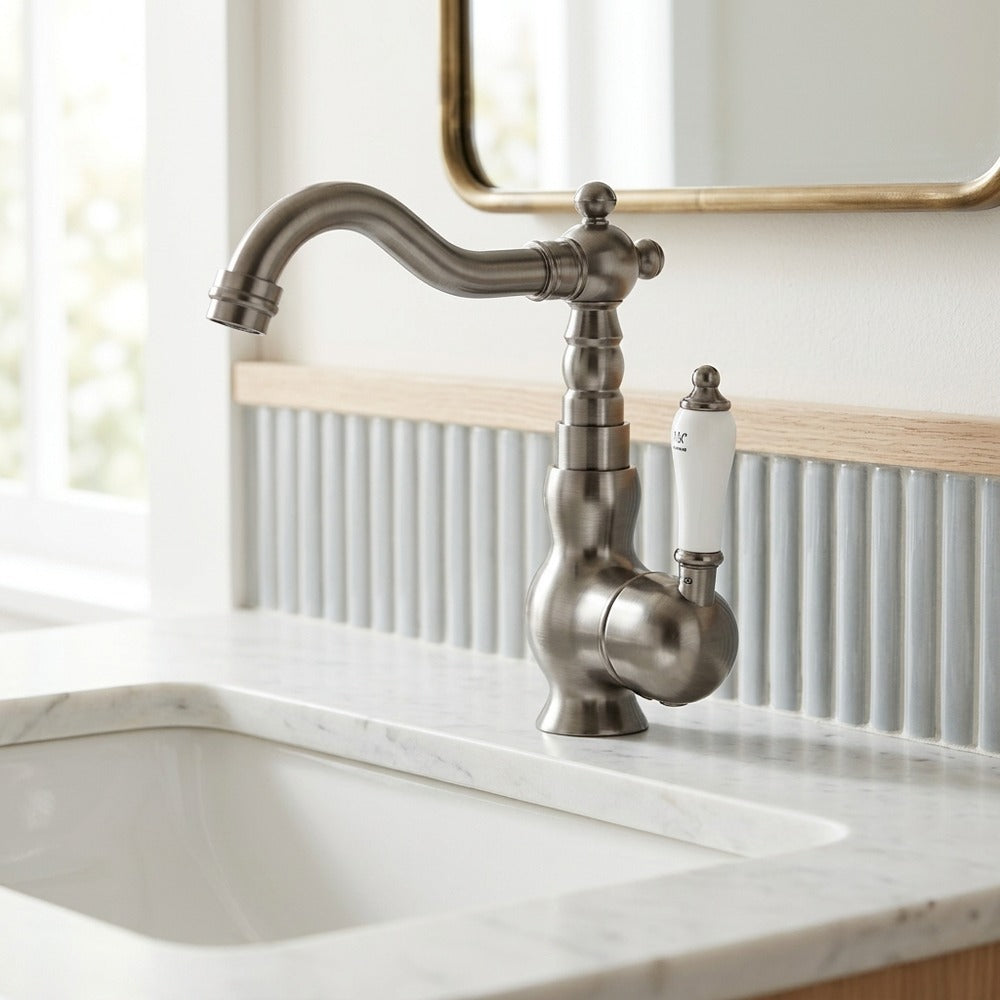 Lagomel single-hole bathroom faucet, set in a Traditional/Classic bathroom