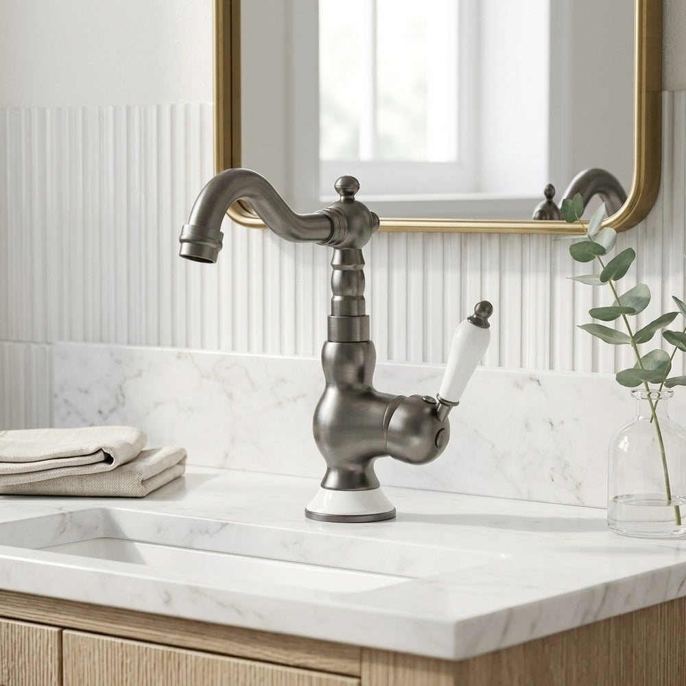 Lagomel single-hole bathroom faucet, set in a Traditional/Classic bathroom