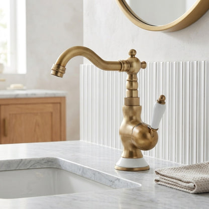 Lagomel single-hole bathroom faucet, set in a Traditional/Classic bathroom