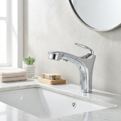 Lagomel pull-out single-hole bathroom faucet, set in a Traditional/Classic/Vintage/Retro bathroom