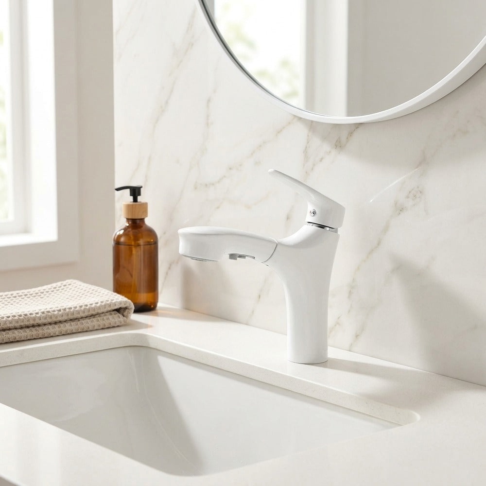 Lagomel pull-out single-hole bathroom faucet, set in a Traditional/Classic/Vintage/Retro bathroom