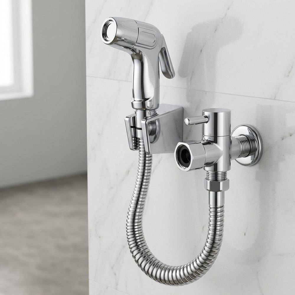 Lagomel bidet faucet in chrome, set in a Contemporary bathroom