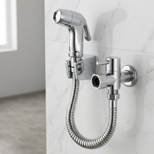 Lagomel bidet faucet in chrome, set in a Contemporary bathroom