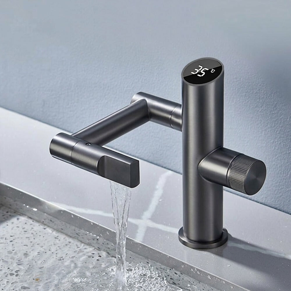 Lagomel single-hole bathroom faucet in matte black, matte white, gunmetal, set in a Modern/Contemporary bathroom