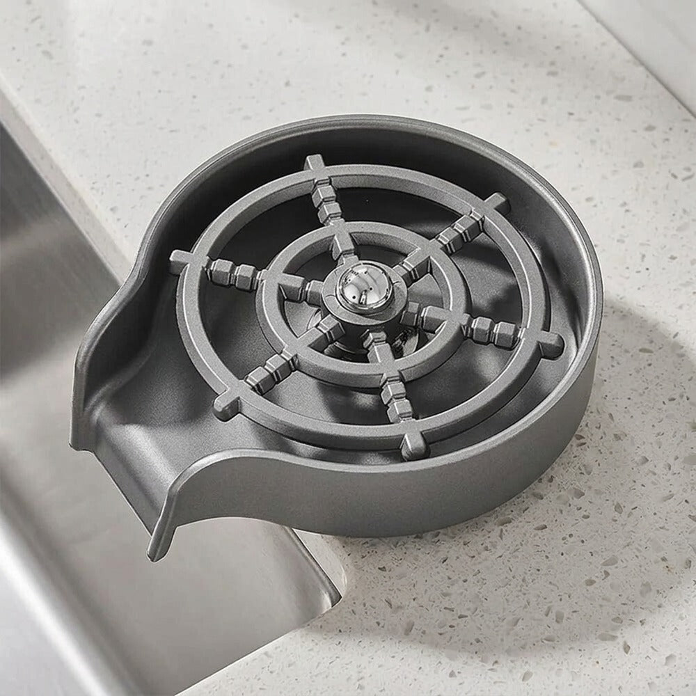 Lagomel glass rinser in matte black, chrome, gunmetal, stainless steel, set in a Modern/Contemporary kitchen