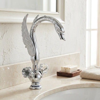 Lagomel waterfall single-hole bathroom faucet, set in a Modern/Minimalist bathroom