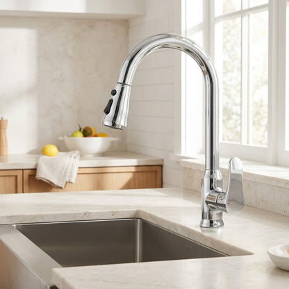 Lagomel single-handle pull-down kitchen faucet, set in a Modern/Contemporary kitchen