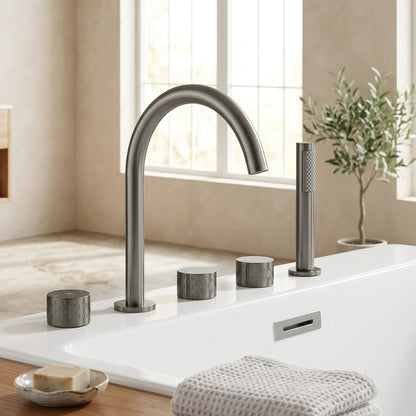 Lagomel deck-mount tub filler, set in a Vintage/Retro bathroom