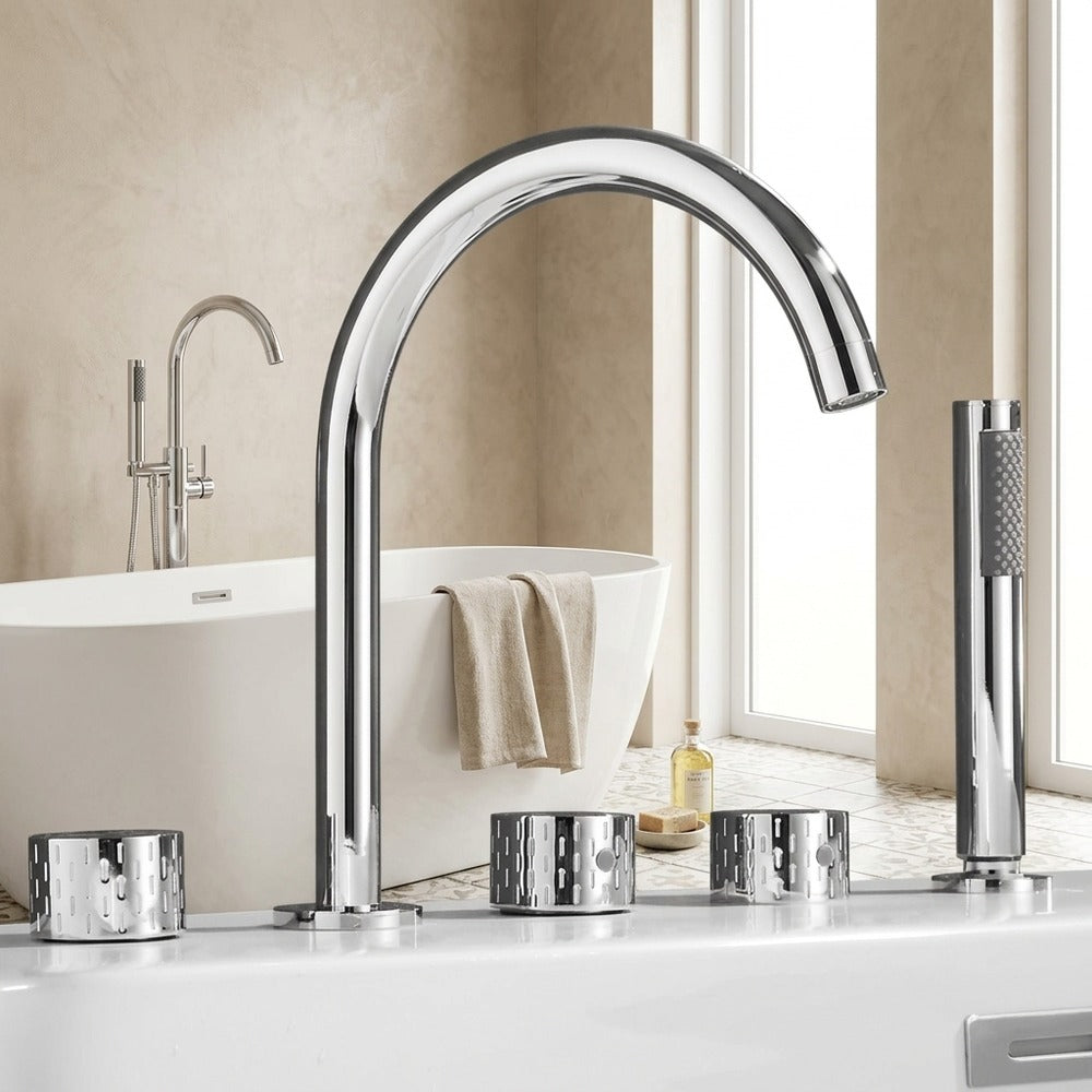 Lagomel deck-mount tub filler, set in a Vintage/Retro bathroom
