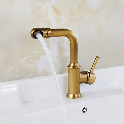 Retro Single-Hole Bathroom Faucet, Single-Handle Swivel Spout Faucet, Antique Brass / Antique Bronze