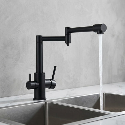 Lagomel single-hole two-handle kitchen faucet in matte black, brushed nickel, set in a Modern/Contemporary kitchen